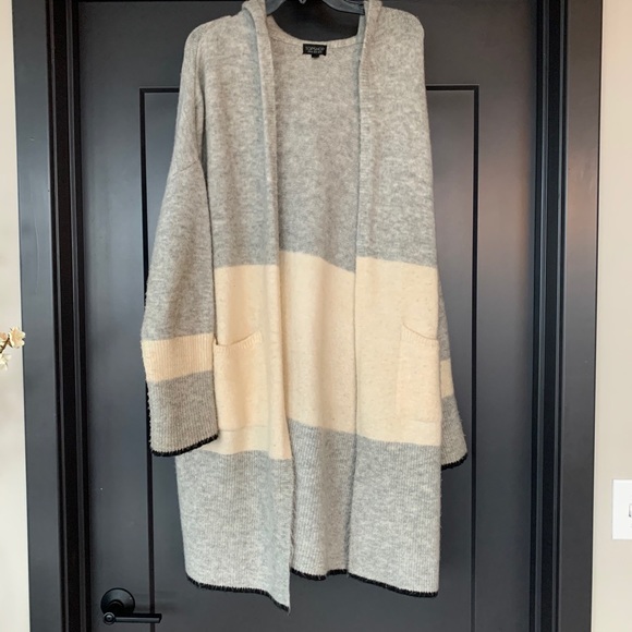 Topshop Sweaters - Topshop Long Cardigan with hoodie and pockets